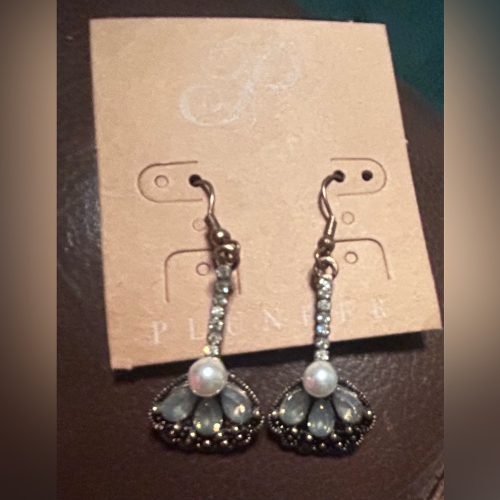 Elegant Plunder Opal, Pearl and Crystal Drop Earrings